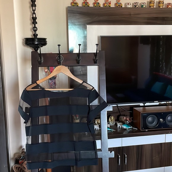 Reebok women Black D layer set-striped semi sheer boxy studio top - Picture 8 of 11